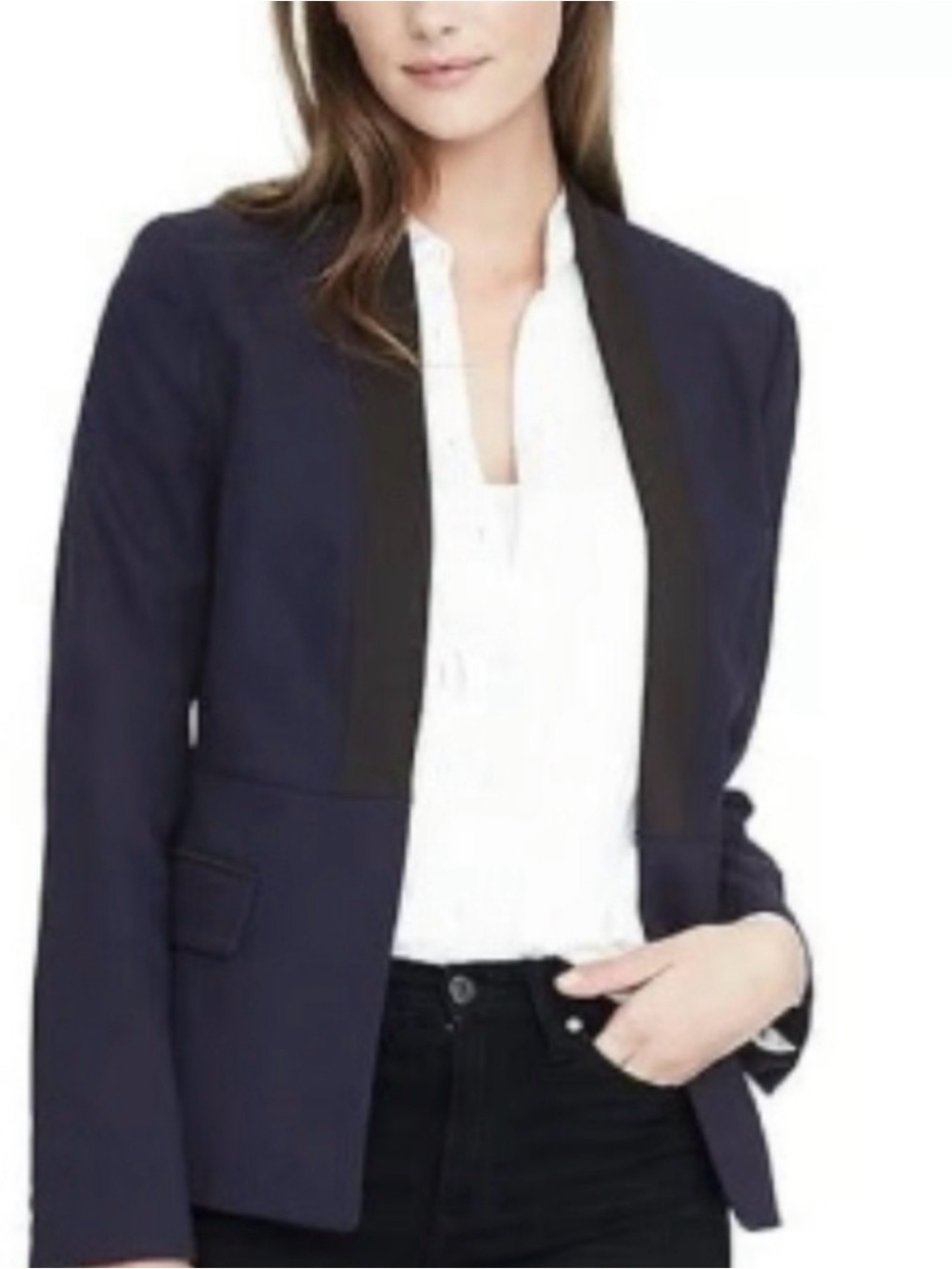 Banana Republic Navy Blazer with Black Trim